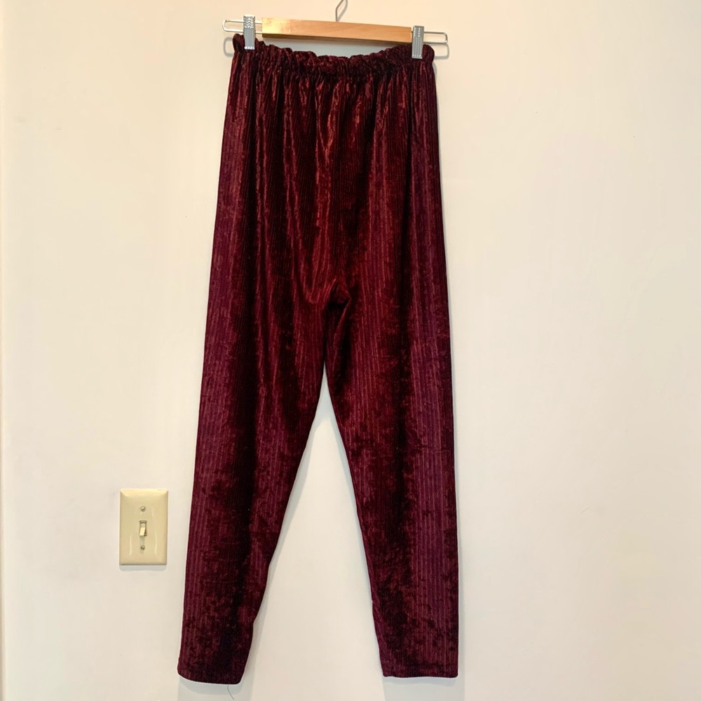 Vintage striped burgundy high waist velvet corduroy pants/ leggings